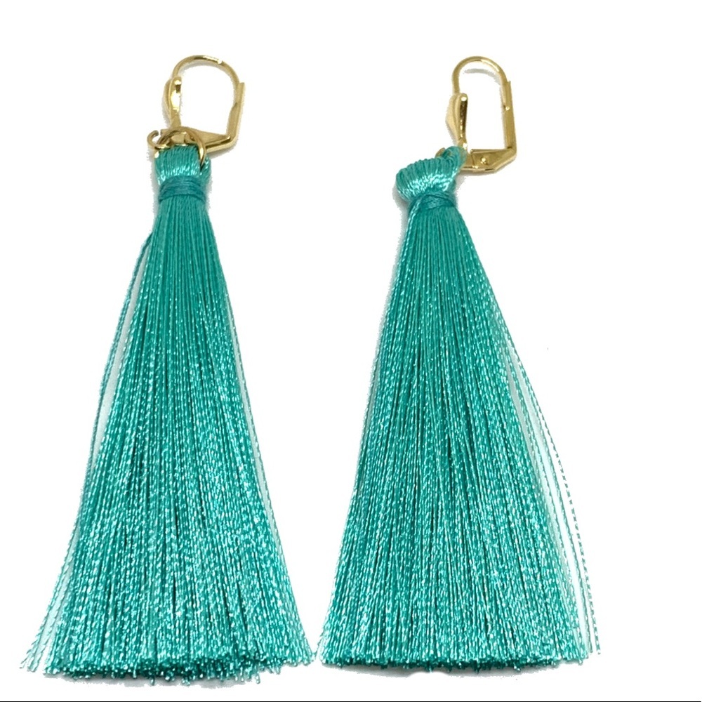 Hot Pink Tassel Goldfilled Earrings - Picture 7 of 8